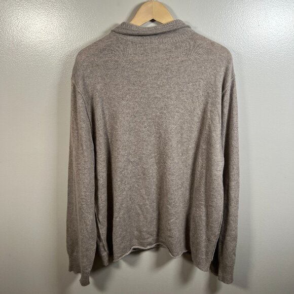 Inhabit Cashmere Collared Sweater Mens Size XXL Brown Classic Preppy *Flaw - Picture 2 of 9
